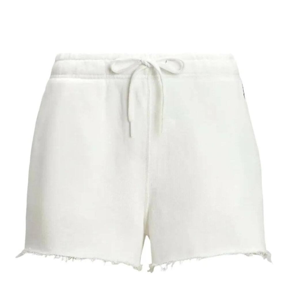 Polo Ralph Lauren White Cotton French Terry Drawstring Frayed Hem Shorts Size M - Picture 5 of 5